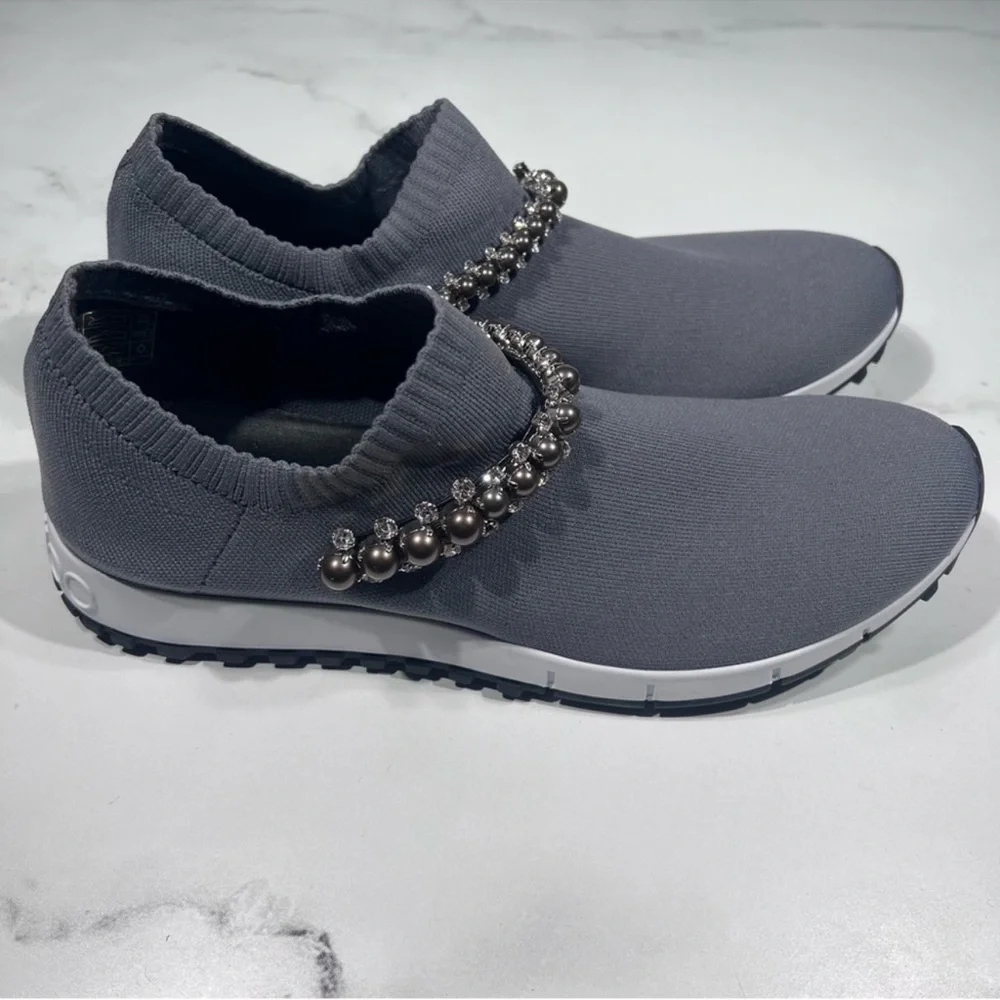 Jimmy Choo Verona Knit Dusk Grey Slip On Sneakers